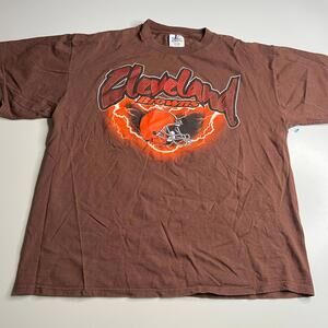 Vintage Cleveland Browns Logo Athletic T-Shirt Brown XL NFL Football Tee‎